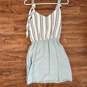 Ever New stripped white and blue flowy mini dress